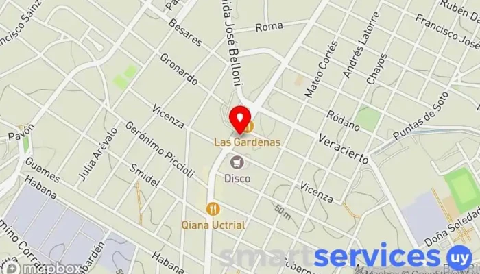mapa de Redpagos La Curva Institución financiera en Montevideo