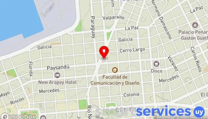 mapa de Redpagos Institución financiera en Montevideo