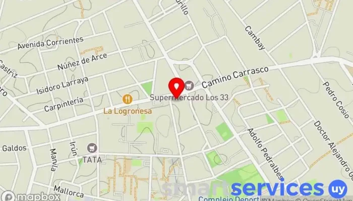 mapa de Redpagos Multiahorro Institución financiera en Montevideo