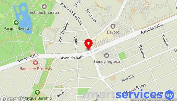 mapa de Redpagos Pago Fácil Institución financiera en Montevideo