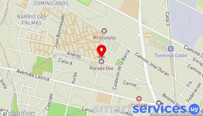 mapa de Redpagos Parada 2 Institución financiera en Montevideo