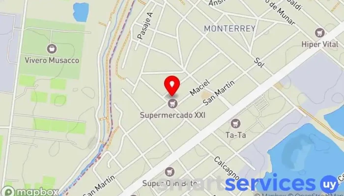 mapa de Redpagos Parodi Institución financiera en Ciudad de la Costa