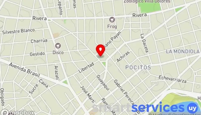 mapa de Redpagos Pereira Institución financiera en Montevideo