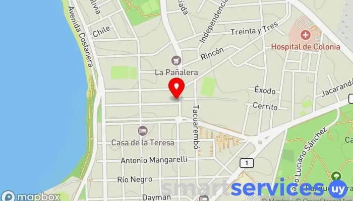 mapa de Redpagos Priori Bertone Institución financiera en Col. del Sacramento