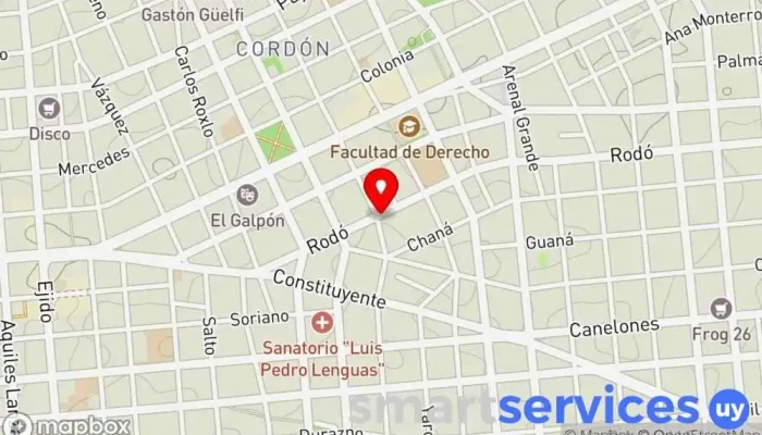 mapa de RedPagos Red Rodo Institución financiera en Montevideo