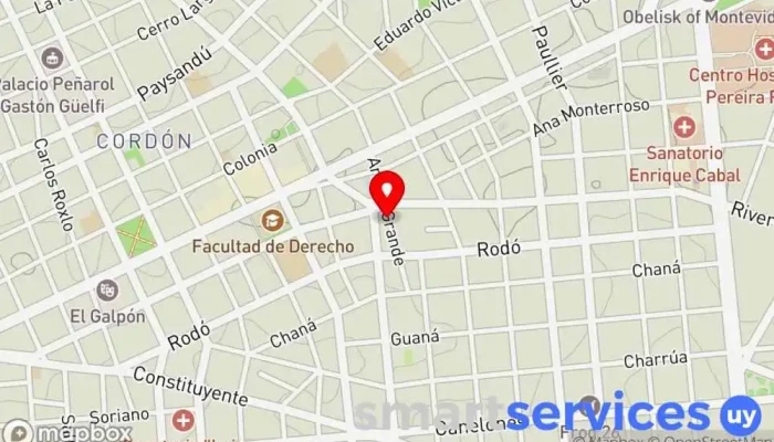 mapa de RedPagos Shop Celeste Institución financiera en Montevideo
