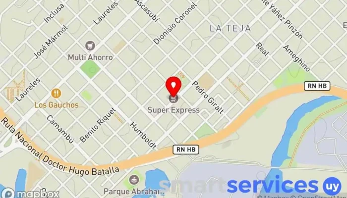 mapa de Redpagos Super Express Institución financiera en Montevideo