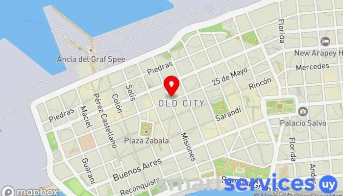mapa de Redpagos Unicambio Institución financiera en Montevideo