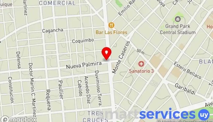 mapa de Redpagos Urucambio Institución financiera en Montevideo