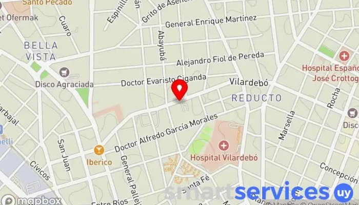 mapa de reducto - audiovisual hub Estudio de grabación en Montevideo