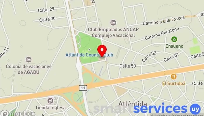 mapa de SDLGP Escuela Técnica Atlántida UTU Centro de educación secundaria, Escuela de primaria en Atlántida