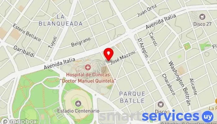 mapa de Sede Central UCM Centro médico en Montevideo