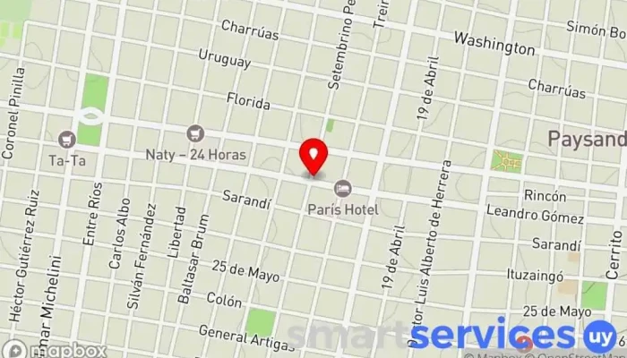 mapa de Seguros SURA Paysandú - Centro de Servicios Compañía de seguros en Paysandú
