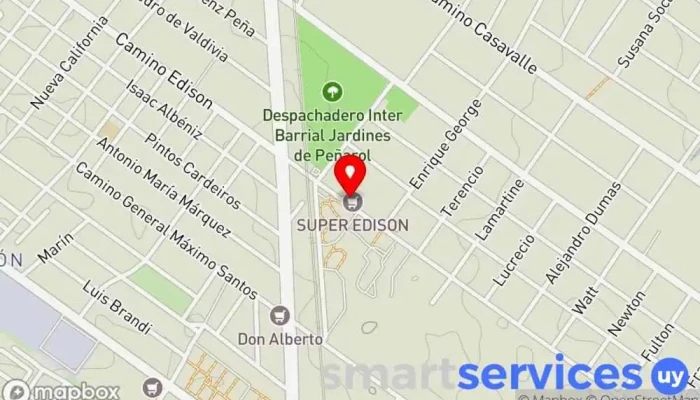 mapa de Super Edison y Redpagos Supermercado en Montevideo