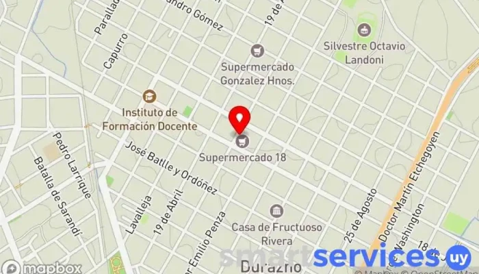 mapa de Supermercado 18 Supermercado en Durazno
