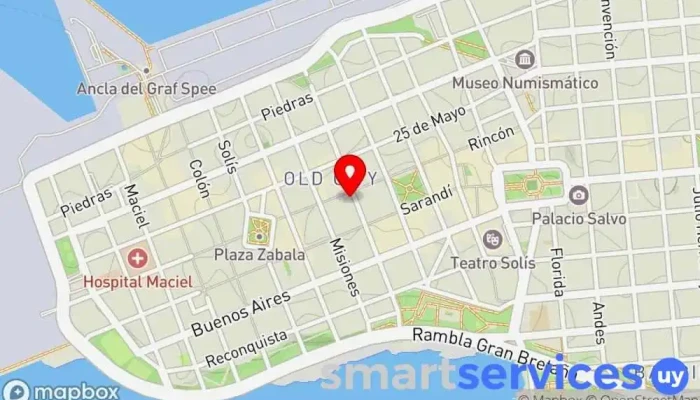mapa de Sur Terminales Logísticas Oficinas de empresa en Montevideo
