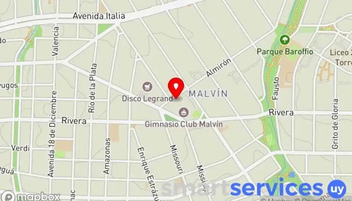 mapa de Tablado Malvin Club en Montevideo