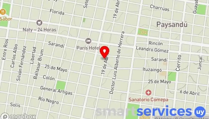 mapa de TAXIS PAYSANDÚ Oficinas de empresa en Paysandú