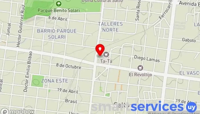 mapa de Terminal de Ómnibus de Salto Servicio de transporte, Centro comercial en Salto