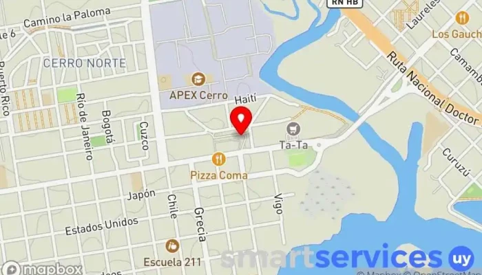 mapa de Terminal de Ómnibus del Cerro Estación de autobuses en Montevideo
