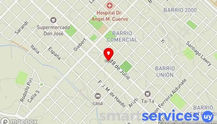 mapa de Terminal de ómnibus Aparcamiento en Fray Bentos