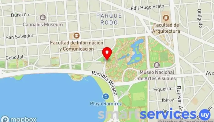 mapa de Terminal del Parque Rodó Servicio de transporte en Montevideo