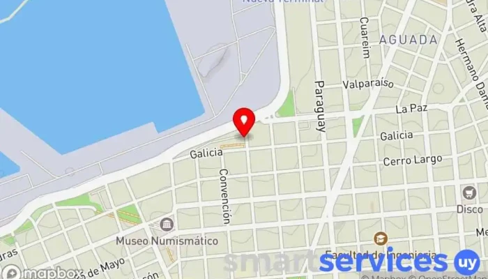mapa de Terminal En Galicia Y Rio Branco (Salidas) Estación de autobuses en Montevideo