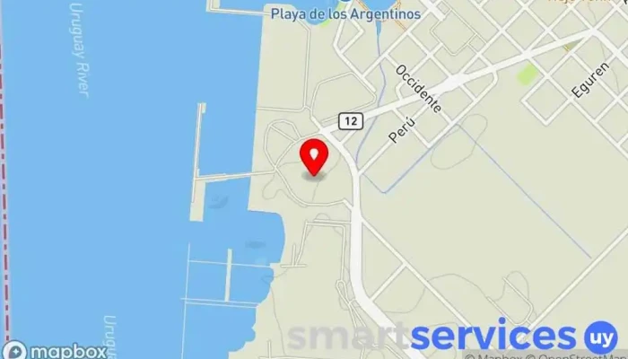 mapa de Terminales Graneleras Uruguayas S.A. Asociación de ingenieros de puertos, canales y caminos en Nueva Palmira