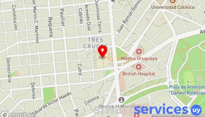 mapa de Tres Cruces  en Montevideo
