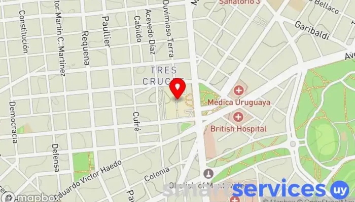 mapa de Tres Cruces Shopping Centro comercial en Montevideo
