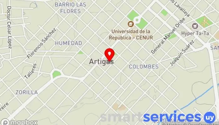 mapa de Turil Cargo Artigas Servicio de transporte de mercancías en Artigas