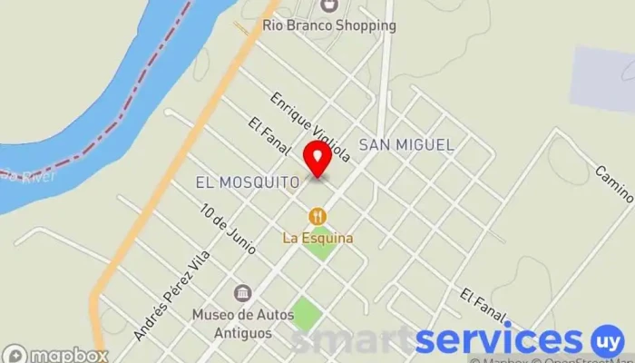 mapa de UTE-Rio Branco, Cerro Largo, Uruguay. Oficinas de empresa en Rio Branco