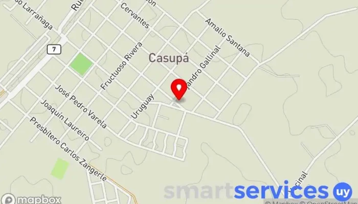 mapa de UTU - Escuela técnica de Casupá Instituto de secundaria en Casupá