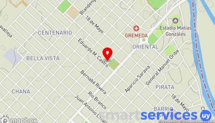mapa de Zambrano & Cia agencia Artigas Oficinas de empresa en Artigas